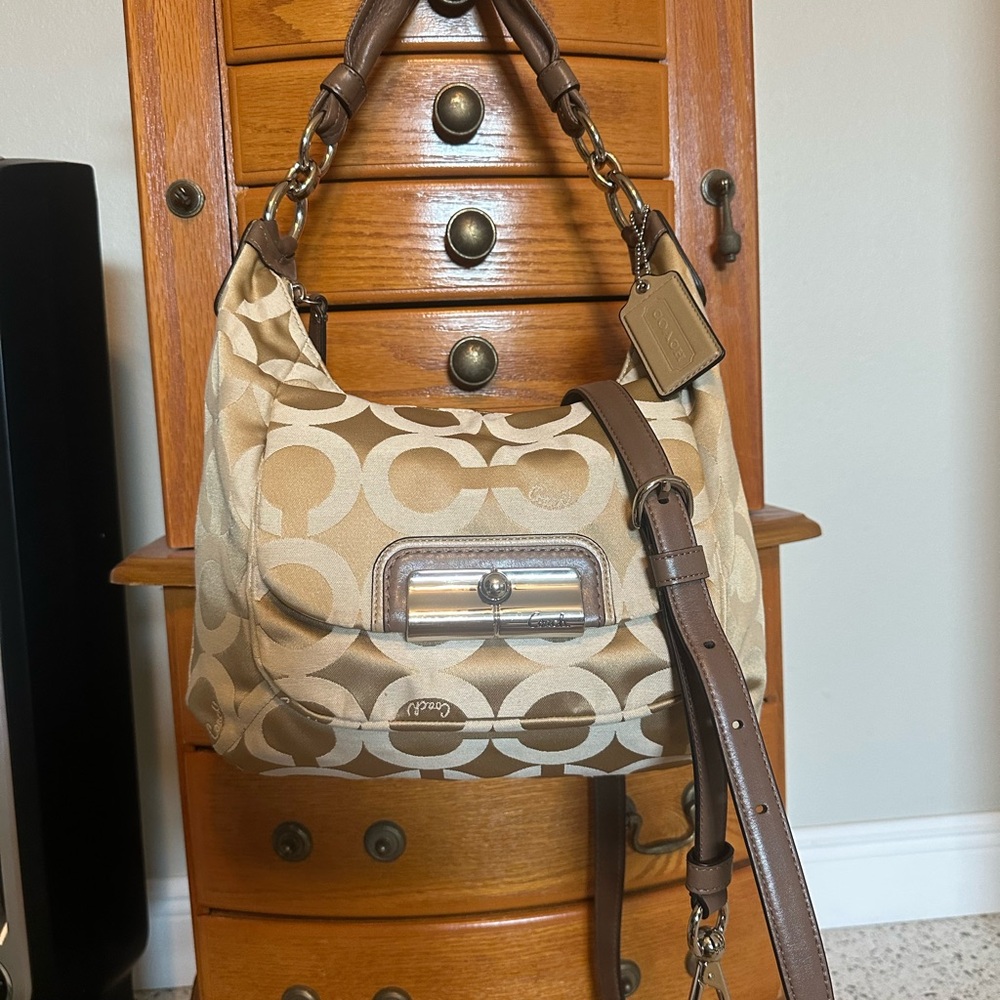 Coach 2010 Kristin Op Art hobo bag with crossbody strap